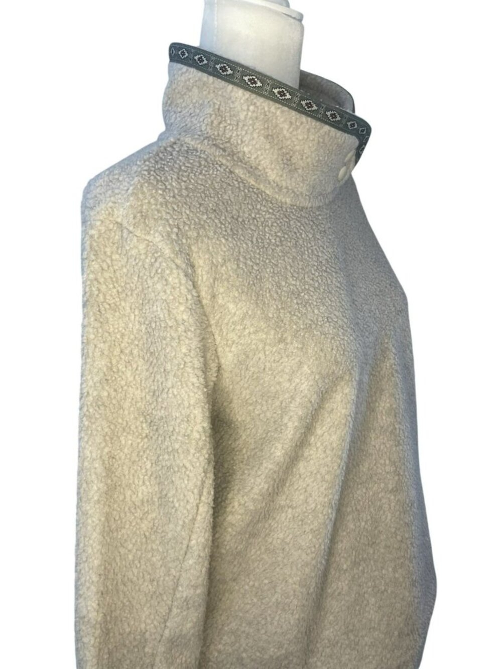 Kuhl Hygge Snap Pullover Women’s Natural Sherpa Jacket Kozy Komfort Medium NWT
